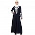 A-line abaya with Resham embroidery work- Navy Blue
